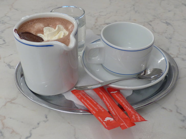 xocolata calenta, beguda, kaffeekaennchen, Copa, crema, deliciós, dolç