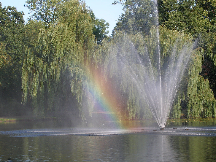 arco iris, agua, estanque, naturaleza
