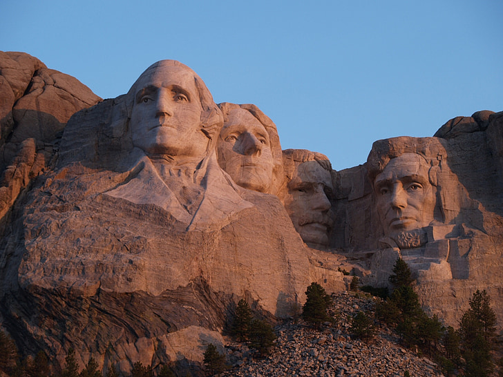 Monte rushmore, salida del sol, Presidentes, Memorial, granito, escultura, Monumento