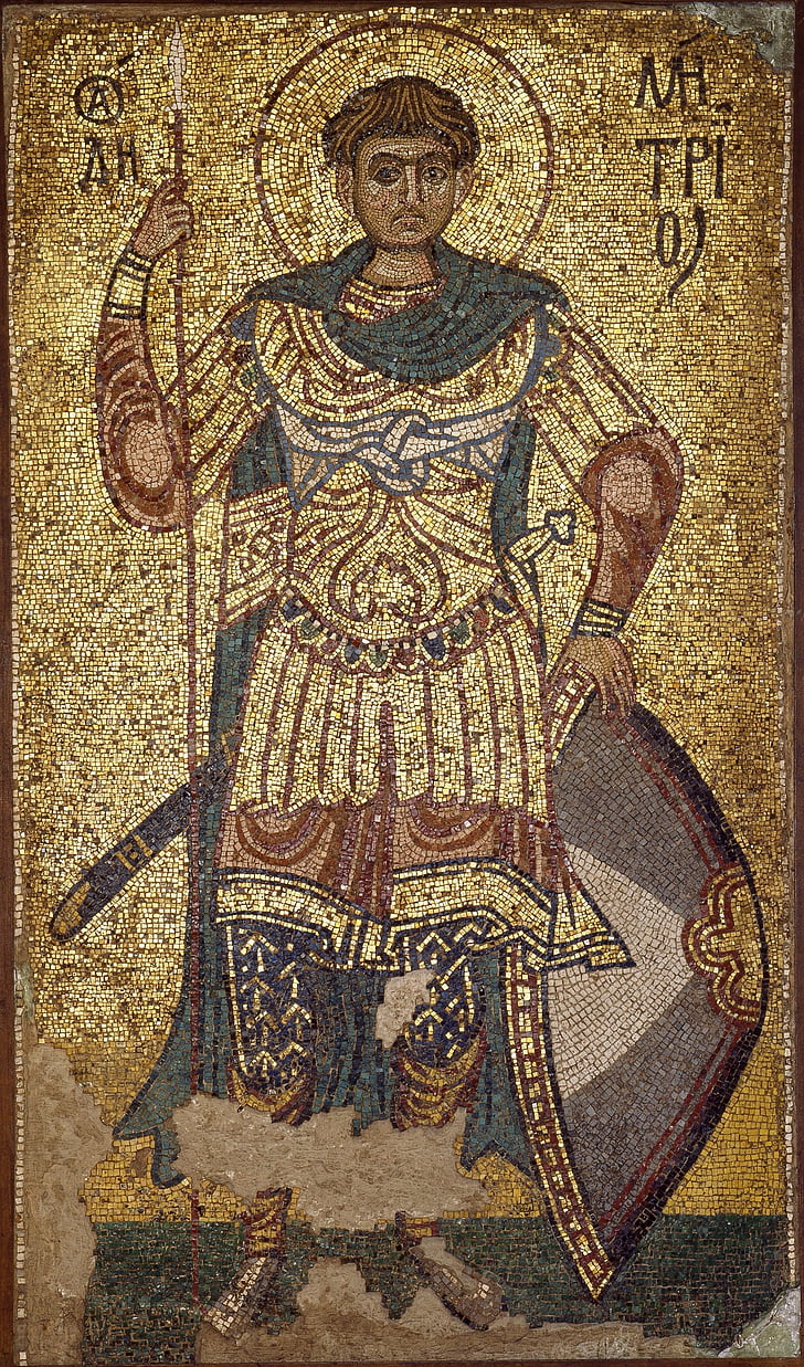 mosaic, halo, holy, sword, middle ages, 11th century