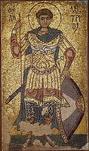 Мозаика, гало, Святой, меч, средние века, XI век