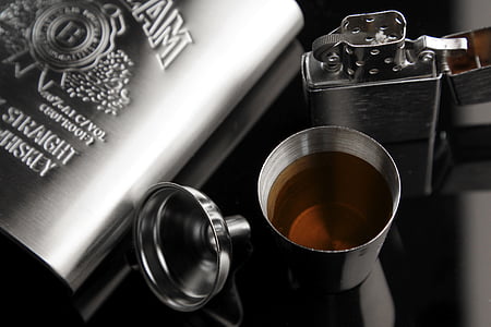 威士忌, 反射器, 酒精, 酒壶, muliang, 黑色和白色, 商业摄影