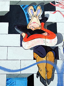 graffiti, Nástenné, Berlín, pouličné umenie, žena, Farba, Berlínsky múr