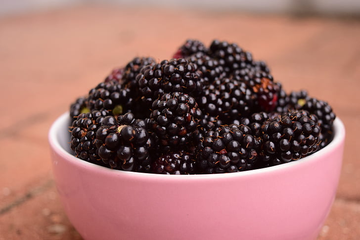 blackberries, bowl, fruit, wood strawberry, delicious, summer, black