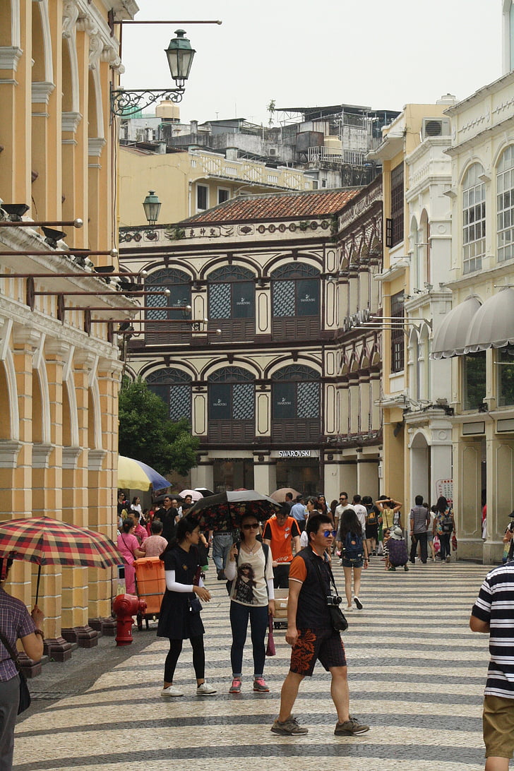 Macau, fotgängare, arkitektur, landmärke