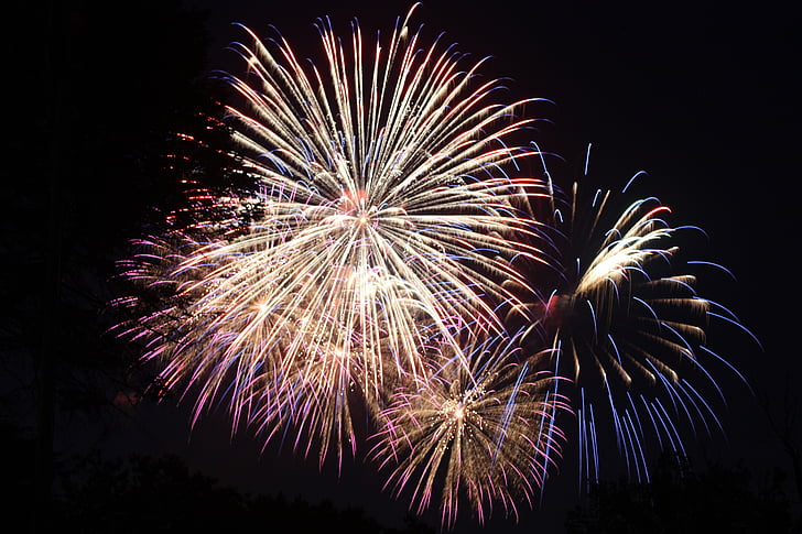 독립 기념일, 불꽃놀이, 축 하, 7 월 4 일, 미국, 폭발, 다채로운