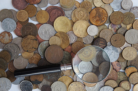 Münzen, Handvoll, Russland, Rubel, Kopeke, Geld, die Sowjetunion