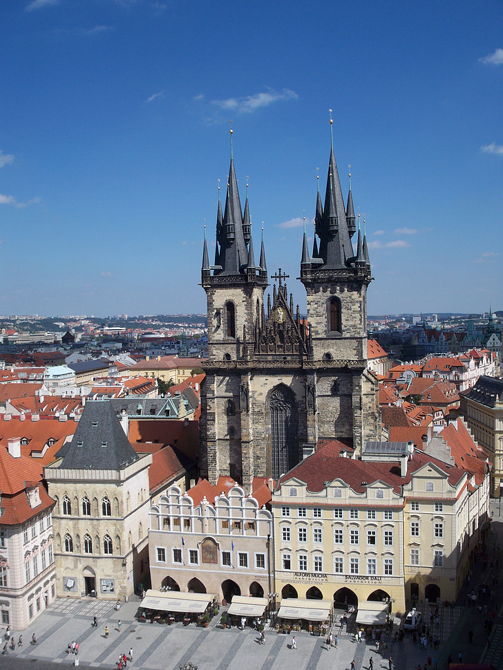 prague, church, czech republic, aerial view, view of the bell tower