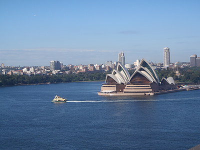 Sydney opera house, Sydney opera, loď, Sydney harbour, Austrália