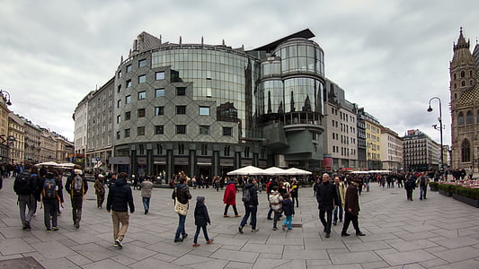 Wien, Downtown, Panorama, personer, arkitektur, Europa, berömda place