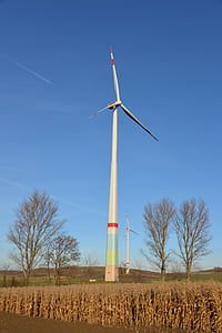 windräder, enerģija, Eco enerģija, vēja enerģija, debesis, zila, vides aizsardzības tehnoloģija