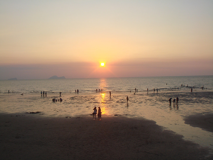 puesta de sol, Océano, mar, Playa, paisaje marino, cielo, agua