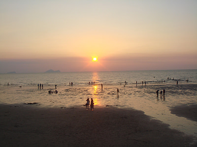 solnedgang, hav, sjøen, stranden, Seascape, himmelen, vann