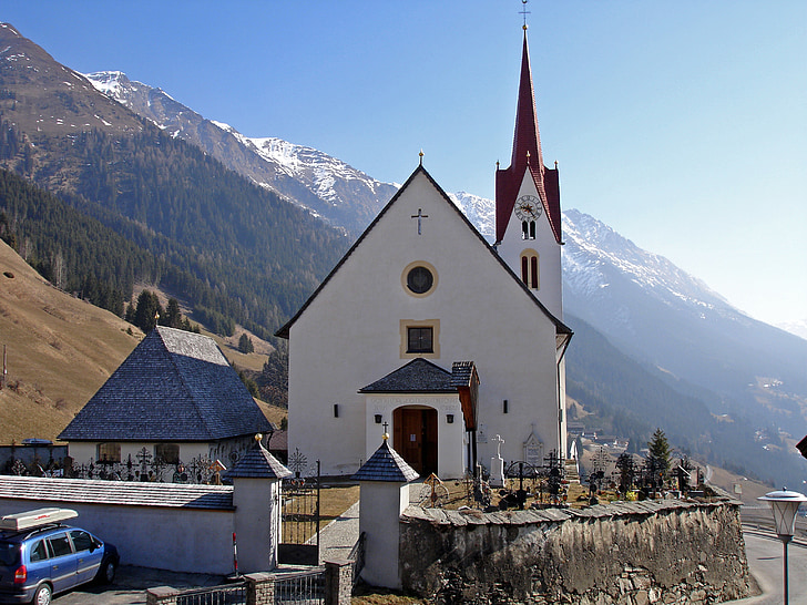 bažnyčia, Saulė, Rytų Tirolis, Austrija, varpinė, dangus, Krikščionybė