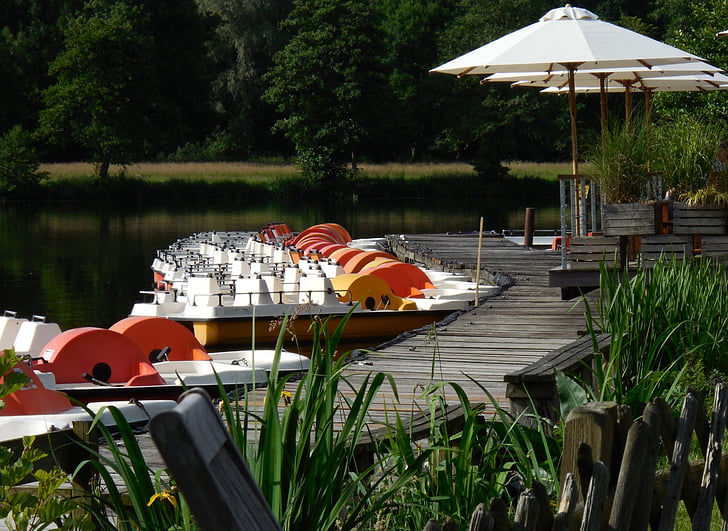 pedal boats, lake, water, web, summer, holiday, relaxation