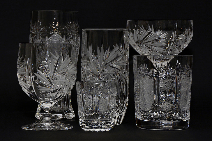 crystal glasses, crystal, glass, crystal glass, atmospheric, bulbs, ground