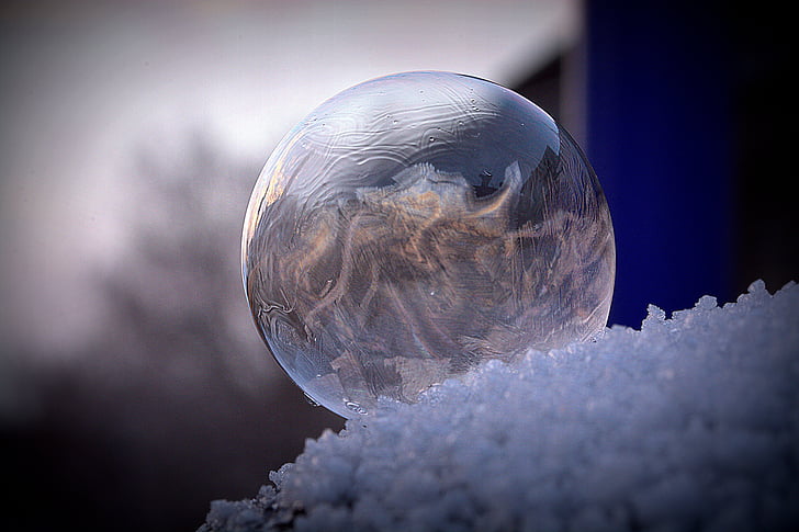 soap bubble, ze, frozen, frozen bubble, frost, structure, bubble