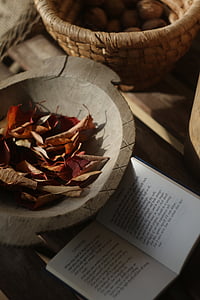 otoño, rojo, hojas, Estado de ánimo, sonnet, naturaleza muerta, alimentos