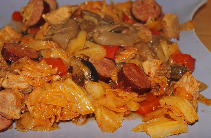 bigos, pote de erva, comer, refeição, delicioso, saudável, comida