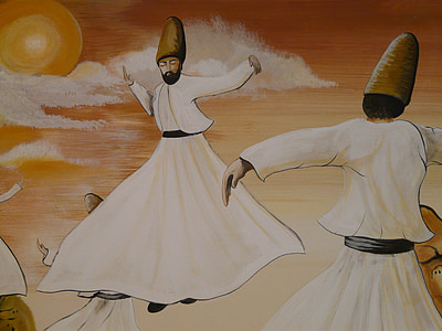 danza, Dervisci, ruotare gli asciugamani, Derviscio turbinante, Cappadocia, Turchia, immagine