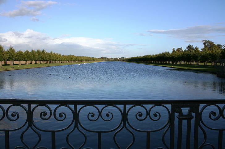 Hampton court, tó, rács, Gradil, Anglia, Infinity, Sky