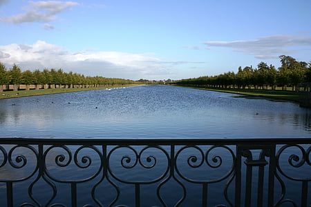 Hampton court, Lake, rutenett, gradil, England, uendelig, himmelen