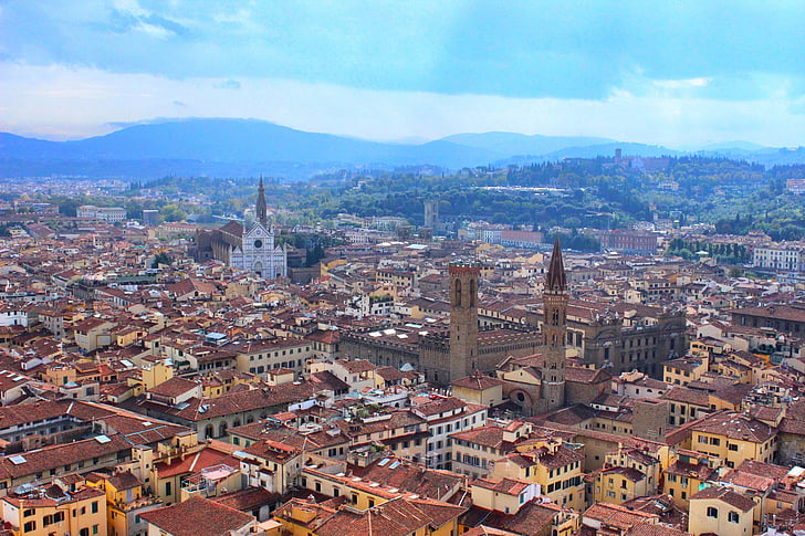 Firenze, Florencie, Panoráma města, Itálie, Italština, Architektura, historické