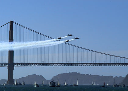 αεροπορική επίδειξη, μπλε άγγελοι, σχηματισμός, στρατιωτική, αεροσκάφη, αεριωθούμενα αεροπλάνα, καπνός