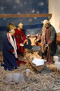 침대, 크리스마스, 성 탄 장면, 마리아, 요셉, 그리스도 아이, 조세 프