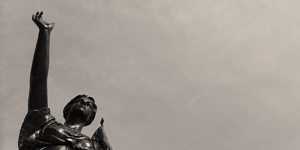 Madison, USA, statuen, himmel, svart-hvitt