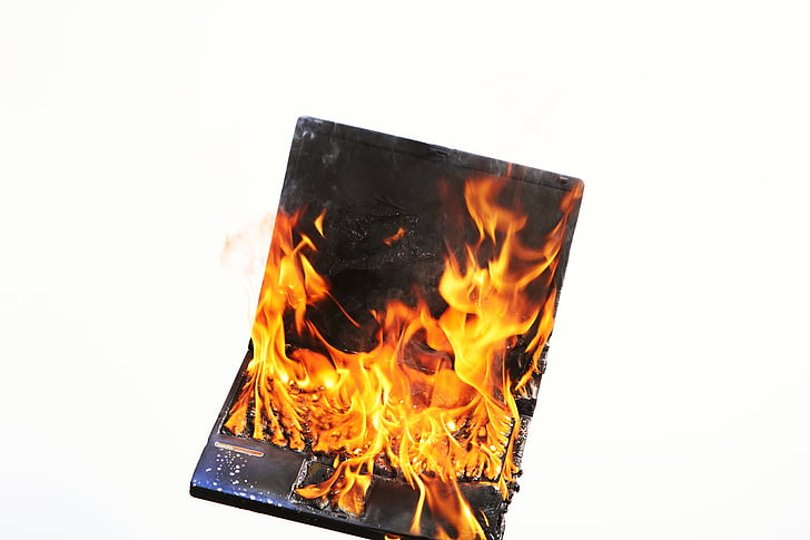 laptop, oheň, stres, napätie, syndróm vyhorenia, povolanie, copmuter