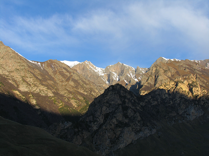 dãy núi, buổi sáng, bầu trời, chegem, Bắc Kavkaz