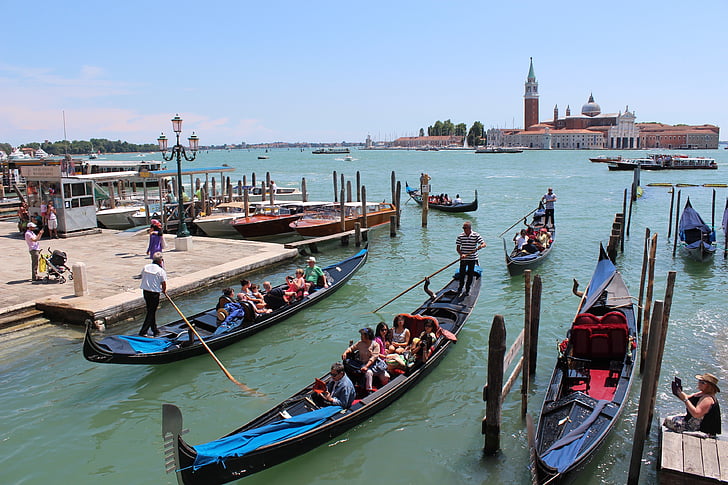 Italia, Venesia, Marinir, perahu, biru, perahu
