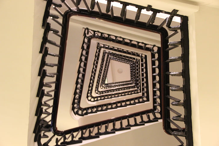 spiralno stopnišče, Hamburg, stopnice, ograja, stopnišče, vzpon