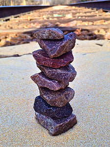 pedres, apilada, Roca, equilibri, relaxació, pila, còdols