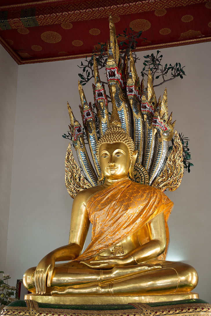Thailand, gull, statuen, tempelet, buddha