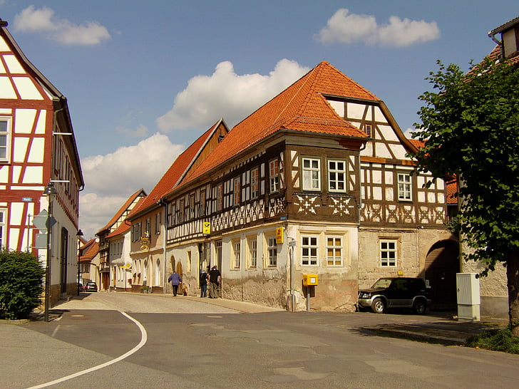 Schela, fachwerkhaus, clădire, acasă, constructii lemn incadrat, oraşul vechi, fereastra