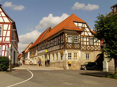 桁架, fachwerkhaus, 建设, 首页, 木结构建筑, 旧城, 窗口