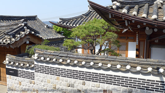 dorp Koreaanse huis, klassieke architectuur, grijze tegel