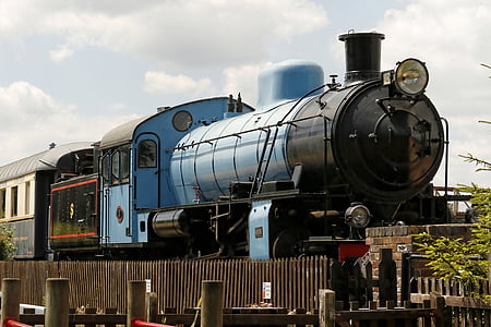 motor, vapor, ferroviário, caminhos de ferro, vintage, velho, azul