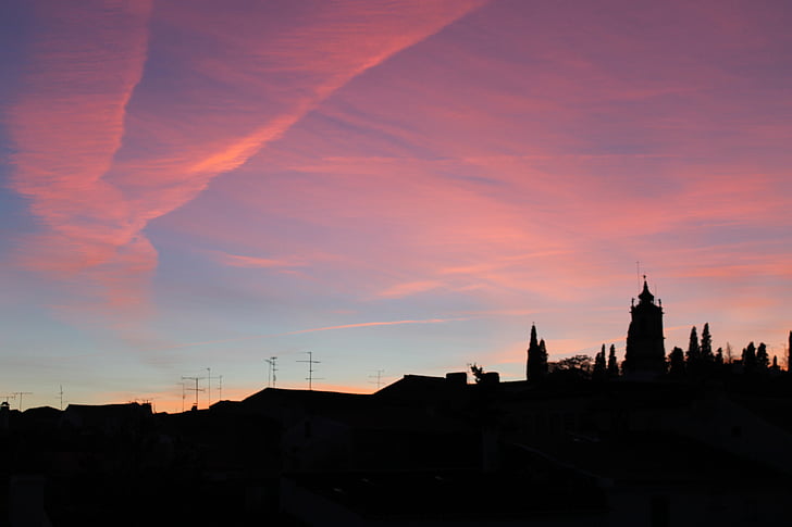 Almeida, Portugal, Sonnenuntergang, Landschaft, Dämmerung, Hintergrundbeleuchtung, Twilight