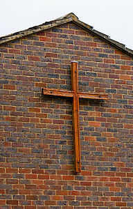 Krzyż, drewno, drewniane, mur z cegły, Brickwall, tło, Cegła