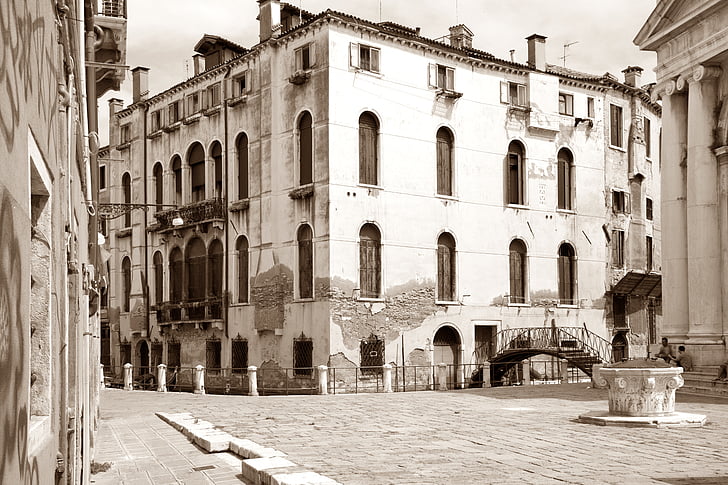 Venècia, carreró, edifici, cases, Itàlia, mobles, carrer lateral