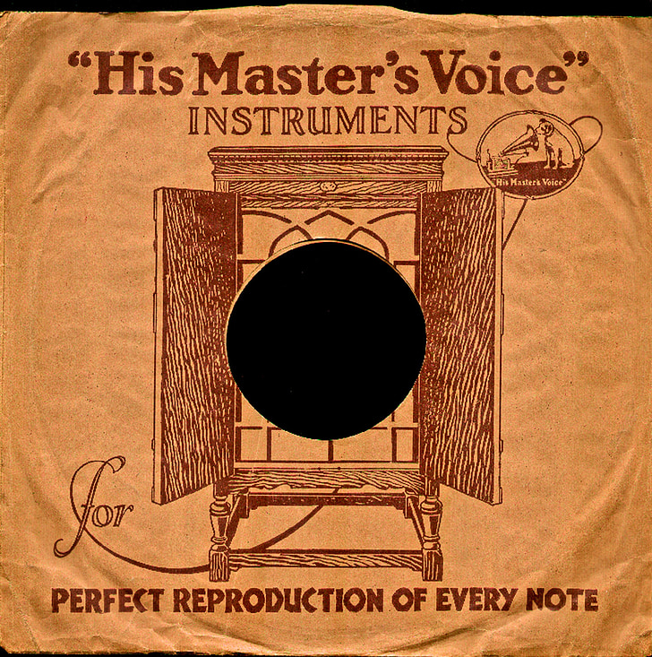 vocea sa de masterat, Shellac, Shellac disc, 78 rpm, Coperta albumului, gramofon, placa eticheta