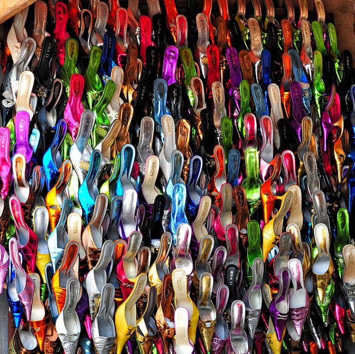 chaussure, marché, Sénégal, couleurs, pantoufles