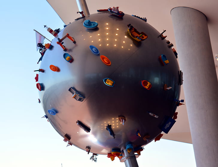 pilota, globus, sobre, Sala Filharmònica Elba, decoració, vaixells, món