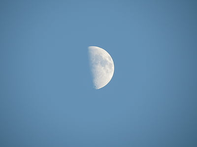 maan, Halve Maen, dag van de maan, maanoppervlak, astronomie, maanlicht, planetaire maan