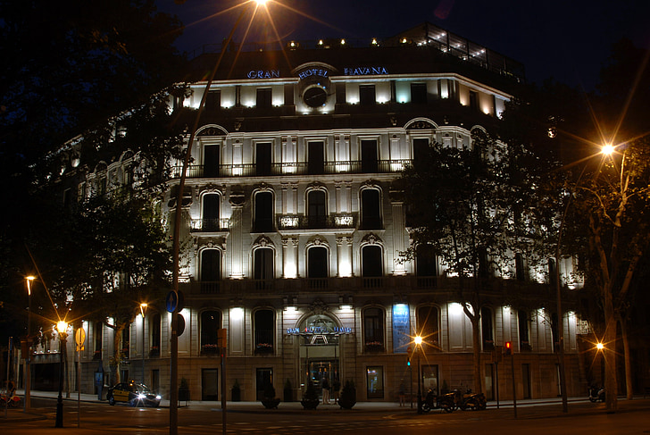 Barselona, naktį, Viešbutis, kelionės, Architektūra, Miestas, turizmo