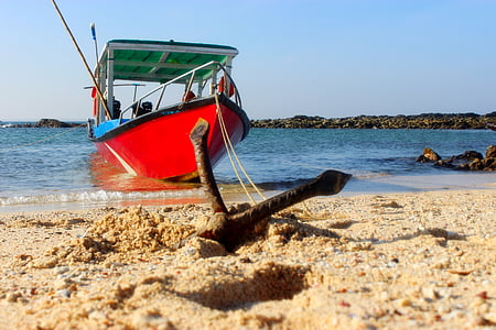 Anchor, praia, Costa, símbolo, barco, azul, nave