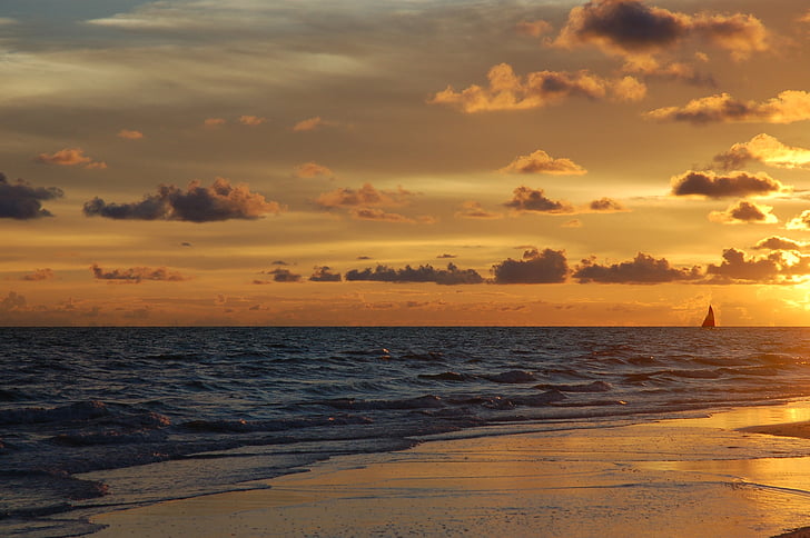 zonsondergang, Siesta key, Florida, strand